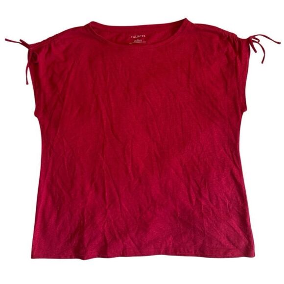 Talbots Womens Red Linen Blend Adjustable Shoulder Tie Crewneck Top Size XL - Picture 1 of 5